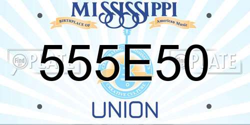 555E50 Mississippi License Plate