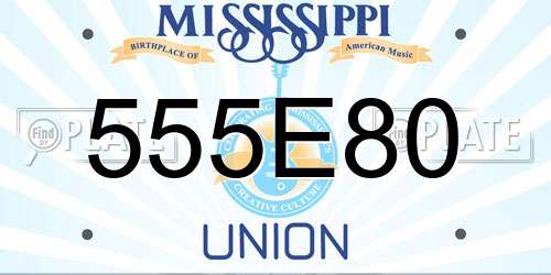 555E80 Mississippi License Plate
