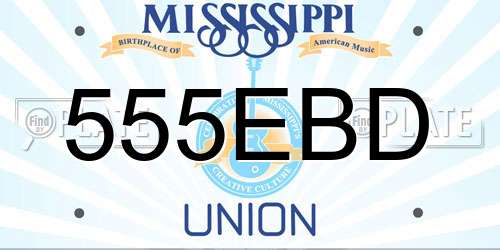 555EBD Mississippi License Plate