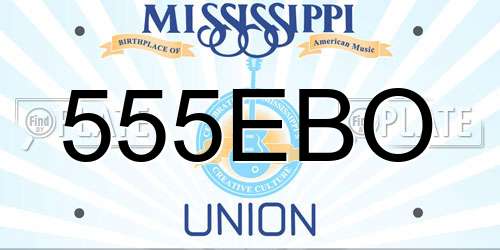 555EBO Mississippi License Plate