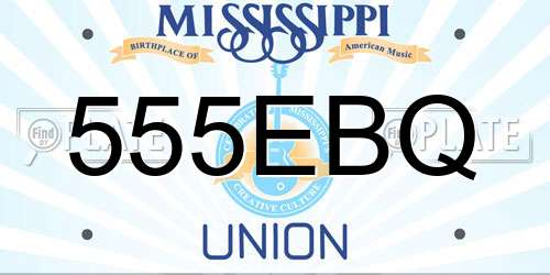 555EBQ Mississippi License Plate