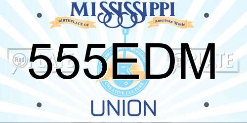 555EDM Mississippi License Plate