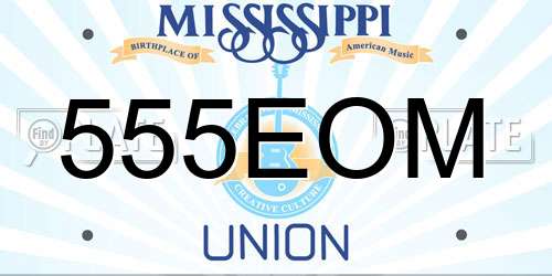 555EOM Mississippi License Plate