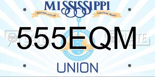 555EQM Mississippi License Plate
