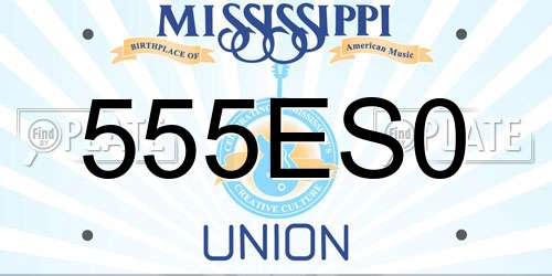 555ES0 Mississippi License Plate