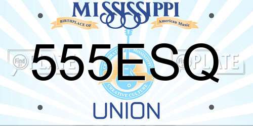 555ESQ Mississippi License Plate