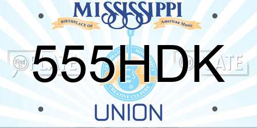 555HDK Mississippi License Plate