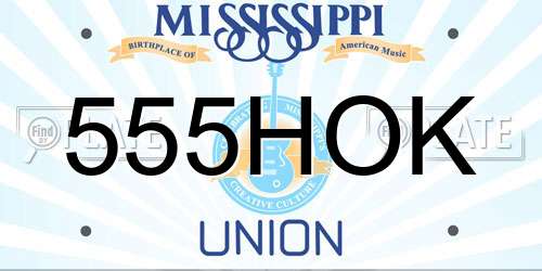 555HOK Mississippi License Plate