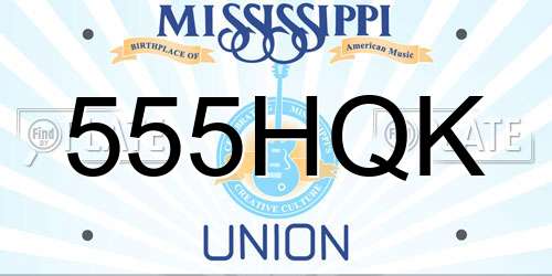 555HQK Mississippi License Plate