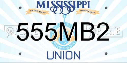 555MB2 Mississippi License Plate