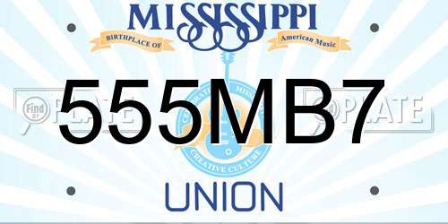 555MB7 Mississippi License Plate