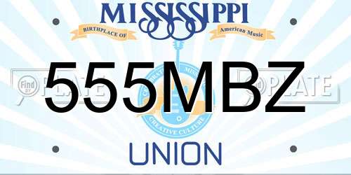 555MBZ Mississippi License Plate