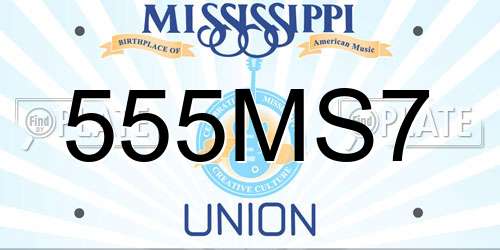 555MS7 Mississippi License Plate