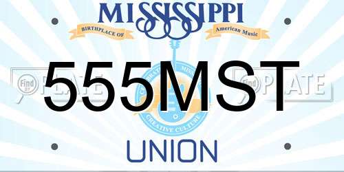 555MST Mississippi License Plate