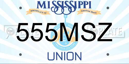 555MSZ Mississippi License Plate