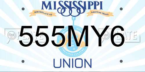 555MY6 Mississippi License Plate