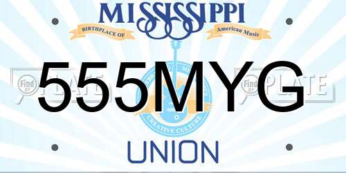 555MYG Mississippi License Plate