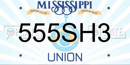 555SH3 Mississippi License Plate