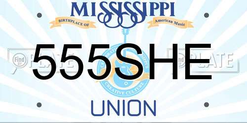 555SHE Mississippi License Plate
