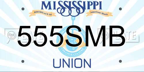 555SMB Mississippi License Plate