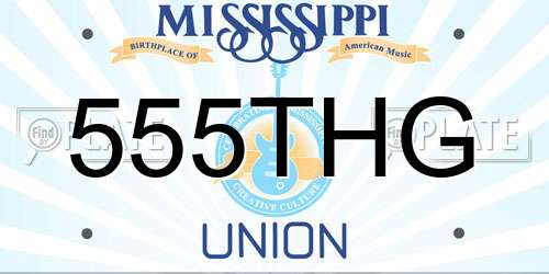 555THG Mississippi License Plate