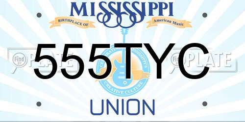 555TYC Mississippi License Plate