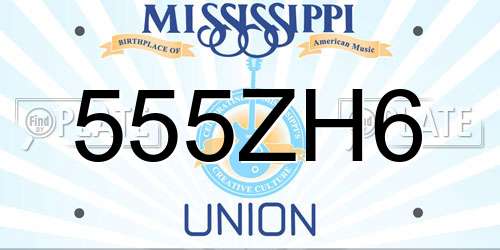 555ZH6 Mississippi License Plate