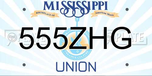 555ZHG Mississippi License Plate