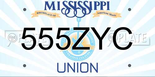 555ZYC Mississippi License Plate