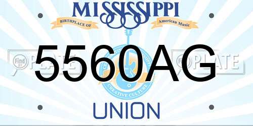 5560AG Mississippi License Plate