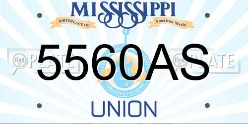 5560AS Mississippi License Plate