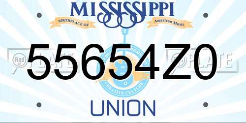 55654Z0 Mississippi License Plate