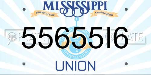 55655I6 Mississippi License Plate