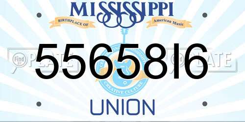 55658I6 Mississippi License Plate