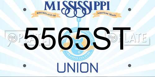 5565ST Mississippi License Plate