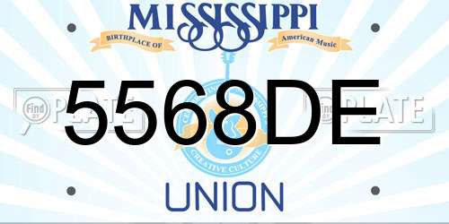5568DE Mississippi License Plate