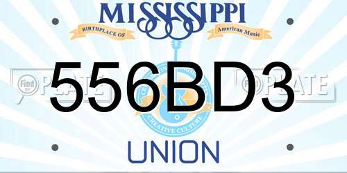556BD3 Mississippi License Plate