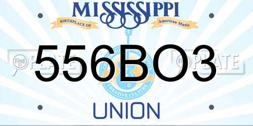 556BO3 Mississippi License Plate