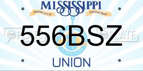556BSZ Mississippi License Plate