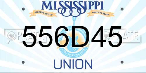 556D45 Mississippi License Plate