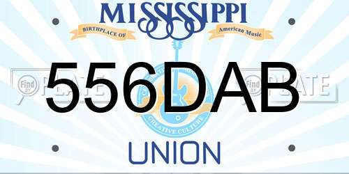 556DAB Mississippi License Plate