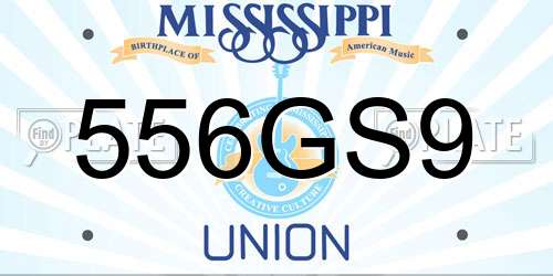 556GS9 Mississippi License Plate