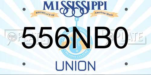 556NB0 Mississippi License Plate
