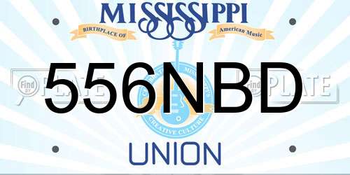 556NBD Mississippi License Plate