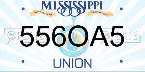 556OA5 Mississippi License Plate