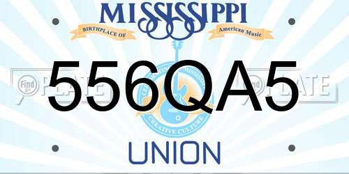 556QA5 Mississippi License Plate