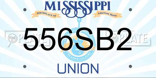 556SB2 Mississippi License Plate