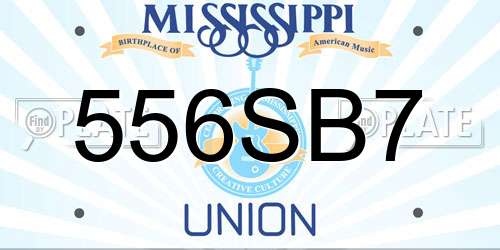 556SB7 Mississippi License Plate