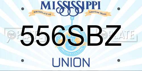 556SBZ Mississippi License Plate