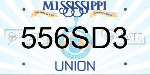 556SD3 Mississippi License Plate